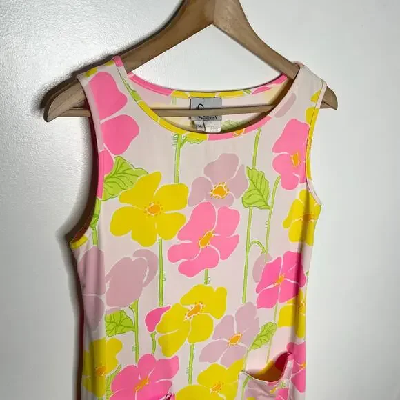 Vintage Lilly Pulitzer Shift Dress Womens Medium Pink Yellow Floral Pockets - Picture 3 of 11